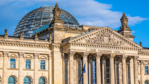 Ansicht des Reichtstagsgebäudes in Berlin, dem Sitz des Deutschen Bundestages